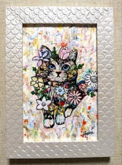 手作り額付き銅版画応用絵画　title「きらめきニャンコ」 隠れ銅版画作家YM の出品した商品 - メルカリ