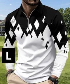 [Brand New/Size L] Men's Golf Wear Long-Sleeve Polo Shirt, White