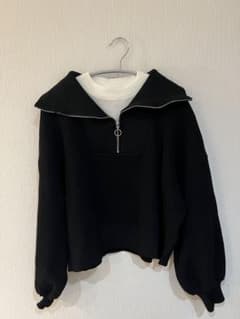 ハイネックジッパーニット 黒のサムネイル