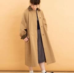 POUDOU DOUベージュ ロングコート コーデュロイ襟 - メルカリ