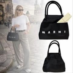 日本未入荷【MARNI】 マルニ トートバッグ ブラック ロゴ 新品のサムネイル