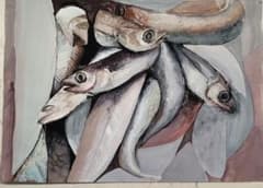 アクリル画 魚のサムネイル