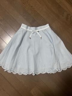 SecretHoney フレアミニスカート 水色 リボン 刺繍 サックス ブルーのサムネイル