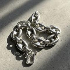 シルバー925 アンカーチェーン 豚鼻 ブレスレット メキシカンジュエリー シルバー925 アンカーチェーン 豚鼻 ブレスレット メキシカン