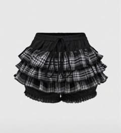 チェック柄 フリル ショートパンツ ミニスカートのサムネイル
