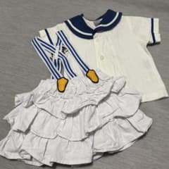 ドナルドダック セーラー風トップス80cmサスペンダー付きフリルパンツ90cmのサムネイル
