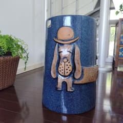 北欧ミッドセンチュリー 藍色陶器 傘立て 犬モチーフ ヴィンテージ 北欧ミッドセンチュリー 藍色陶器 傘立て 犬モチーフ ヴィンテージ