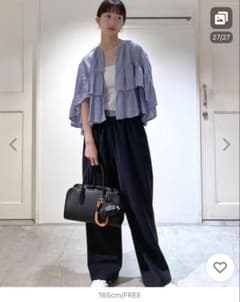 SALON adam et rope ヨーロピアンフラックスリネンフリルブラウス 