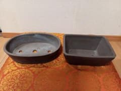 盆栽鉢 2点セット 楕円鉢 角鉢 陶器 植木鉢のサムネイル
