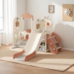 超人気！【ホワイト×ブラウン】滑り台遊具 誕生日 プレゼント 【タイプA 】