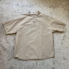 涼感ヘンリーネック半袖布帛Ｔシャツ紳士Ｌ・ベージュのサムネイル