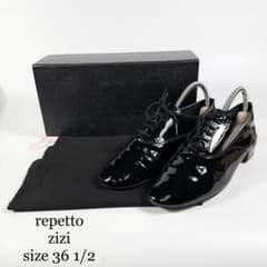 美品 レペット 38.5 ZIZI レースアップ レザーシューズ エナメル 黒 repetto レペット〈ZIZI〉レースアップシューズ（36,5）エナメル 黒