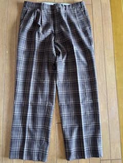 チェックパンツ 古着 ブラウン