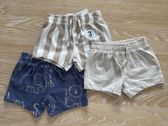 新品ハーフパンツ3枚セット、80サイズ、ポッケなしのサムネイル