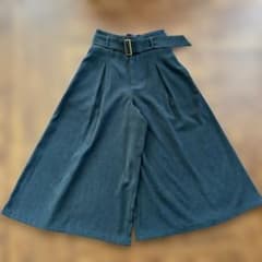 ガウチョパンツ ワイドパンツ ウエストゴム ベルト付き