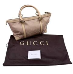 美品】GUCCI ピンクベージュ GGパターン ラメラブリートートバッグ 