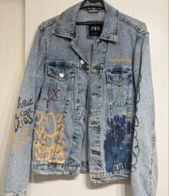 ZARA デニムジャケット グラフィティ ペイントのサムネイル