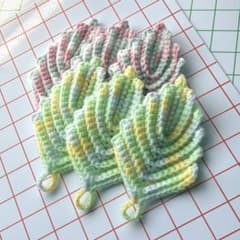 リーフのアクリルたわし 6枚セット ハンドメイド エコたわしのサムネイル