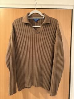 J.CREW リブニット ポロセーター ブラウン Lのサムネイル