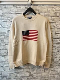 90s 90年代 Lands' End 星条旗 アメリカ国旗 ニット Mのサムネイル