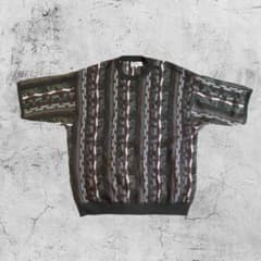 MONO-MART 総柄デザイン クルーネック ニット セーター Mのサムネイル