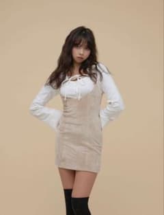 andmary Betty velour mini dress beige - メルカリ