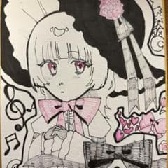 手描きイラスト 色紙 オリジナルキャラクターのサムネイル