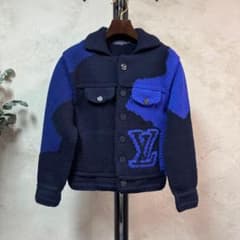 ルイヴィトン XS インタルシアボタンニットジャケット 20AW ネイビー