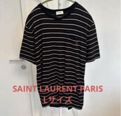 SAINT LAURENT ボーダーTシャツ Lサイズ イタリア製 サンローラン YSL サンローラン マルチボーダー Tシャツ L ロゴ刺繍 - メルカリ
