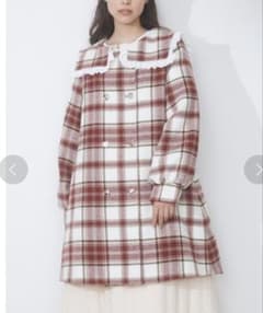 merry jennyチェックセーラーカラーAラインコート 赤白チェック - メルカリ