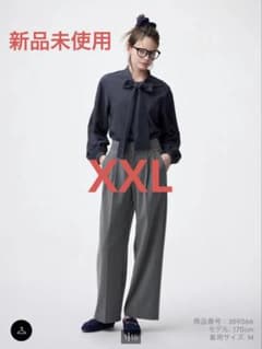 【新品タグ付】GU タックワイドパンツグレーXXL 大きいサイズ オンライン限定のサムネイル