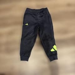 adidas キッズ ロングパンツ ダークグレー蛍光イエローのサムネイル