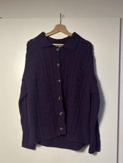 アランクラフト aran crafts ニットカーディガン 紫 古着のサムネイル