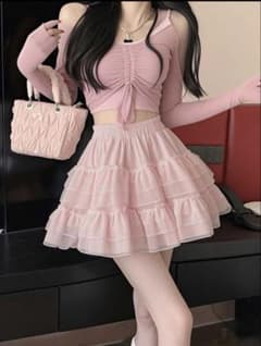 フリル付きピンクミニスカートのサムネイル