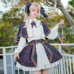 アイドル 衣装 リボン チェック セットアップ ブラウス スカート ケープ アイドル 衣装 リボン チェック セットアップ ブラウス スカート