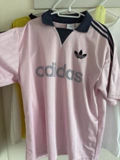 や*よ様 adidas 襟付きゴーリートップ　ゲームシャツ　ピンク　Mのサムネイル