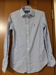 RALPH LAUREN ストライプ 長袖 シャツ カスタムフィット　青白のサムネイル
