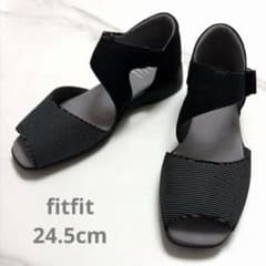 未使用　fitfit サンダル 外反母趾 軽量　コンフォート24.5 黒のサムネイル