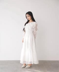 dazzlin バックリボンレースフリルワンピース　ホワイトのサムネイル