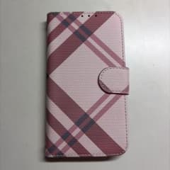 iPhone14 2眼レンズ用　手帳型ケース ピンクチェック柄のサムネイル