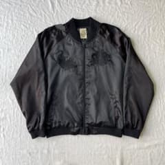 東京JAPAN 原宿スカジャンデプト オールブラック スカジャン 刺繍 FREE 東京JAPAN 原宿スカジャンデプト オールブラック スカジャン 刺繍 FREE