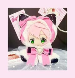 【132】ねこ　黒&白　ハーフ　おすわり　ぬい服　16cm 着ぐるみ　あんスタ メルカリ