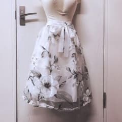 花柄シースルー ふんわり綺麗スカート ホワイトのサムネイル