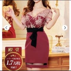 Dazzy store レース タイト　ミニドレス ボルドー　Ｌのサムネイル