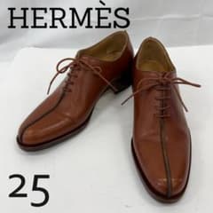 HERMES レースアップ レザーシューズ センターシーム 革靴 ブラウン 箱 