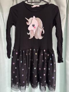 H&M キッズ ユニコーン チュール 長袖ワンピース 140cm 黒のサムネイル