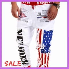 【残り1点】カーゴパンツ アルファベット ワークパンツ XL アメリカ 白のサムネイル