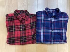 値下げ中☆ユニクロ☆150cm☆チェック☆ネルシャツ☆セットのサムネイル