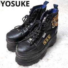 ヨースケ YOSUKE 厚底スニーカー ハイカット　刺繍 トラ 虎　22.5 黒 YOSUKE ヨースケ ワッペン付き 厚底スニーカー 虎刺繍 24cm
