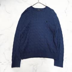 ✨美品✨ ポロラルフローレン ケーブルニット 薄紺XL - メルカリ